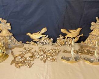 Assorted Gold Color Floral Wall Decorations 