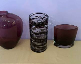 Art Glass Swirl Vase and Other Vases