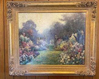 Ornate Gold Color Frame Floral Painting Print 