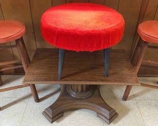 Vintage 70s MCM Furniture Odds  Ends  Barstools, Squatted Table  Stool