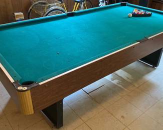 Vintage Large Pool Table With Sticks Stick Holder 