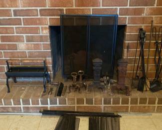 Vintage Fireplace Accessories Log Roller, Pokers, Gates  More 