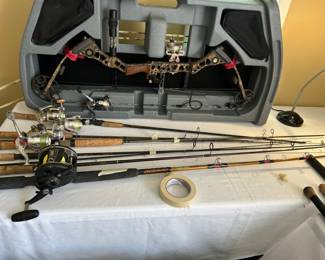 Bow, Travel Case and More Fishing Rods