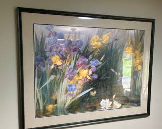 Nice, Vibrant Lithograph of Irises 