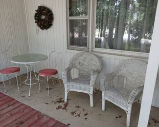 2 Person Ice Cream Patio Set and 2 Vintage Wicker Chairs! 