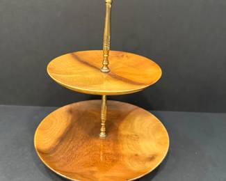 Vtg. Myrtlewood 2 tier serving tray