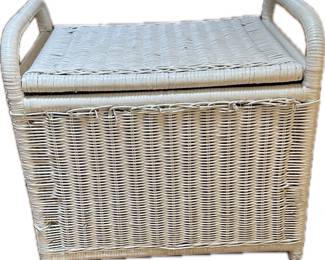 Vtg. white wicker storage 
