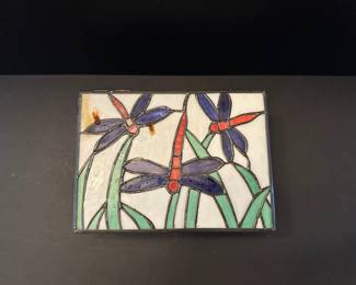 Stained glass dragon fly box