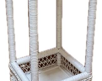 Vtg. white wicker plant stand