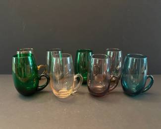 Vintage colored glass mugs