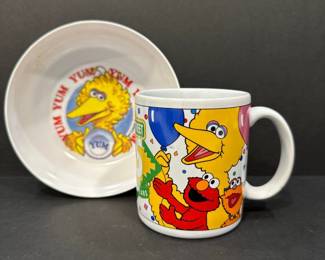Vtg. Sesame St. bowl and cup