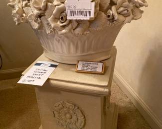 Antique Porcelain Bouquet, Design Toscano Short Pedestal
