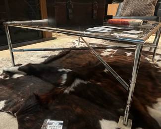 Vtg. Chrome faux bamboo coffee table