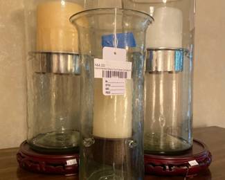 Hammered Glass Hurricane Candle Holder (A) 
Hammered Glass Hurricane Candle Holder (B) 