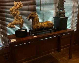 Lane Console Table, Indian Celestial Dancer Replica, Han Style Gilt Horse , Fujian Warrior Figure 
