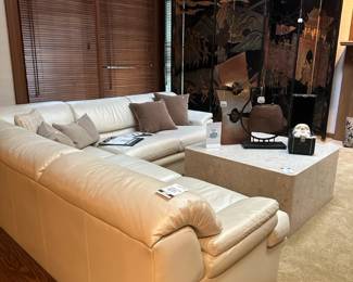 Vtg. Leather sectional 
