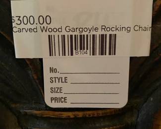 Carved Wood Gargoyle Rocking Chair