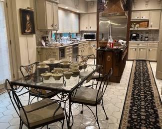 Salterini style wrought iron table set, Jyoto China set  