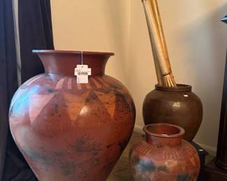 Lombok Style Terracotta Pot (B), Bamboo Tiki Torches 