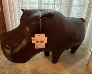 Abercrombie Leather Hippo Footstool 