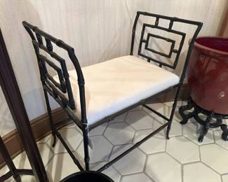 Hollywood Regency Faux Bamboo Bench 
