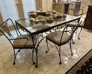 Salterini style wrought iron table set, Jyoto China set 