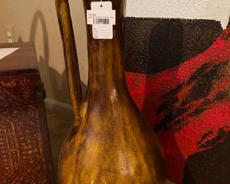 Painted Ceramic Pitcher Vase, Red Storage Trunk