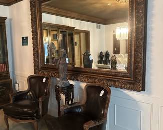 Bronze Painted Carved Frame Large Mirror