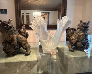Bronze Gilded Foo Dog Pair, 