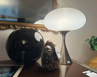 Mushroom Lamp, Stone Carved Bust 