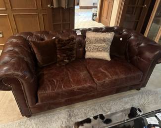 Faux fur decorative pillows ,Leather chesterfield loveseat 