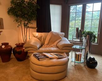 Milano Leather Lounge Chair, Faux Silk Ficus Tree 