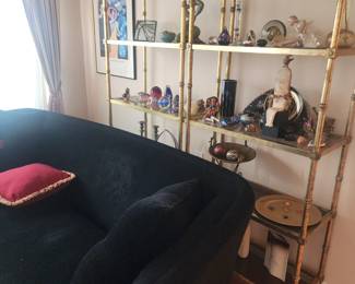 Shelf Etagere Tiered Smoked Glass (One Shelf Cane) Jansen Style.. $200 each (2 )
