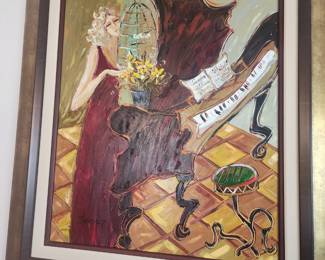 Musical Elegance Signed Oil Painting $200