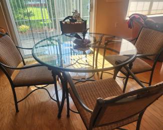 Glass Top Cane Chairs Kitchen Set with 4 Chairs $300