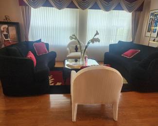 2 Post Modern Black Fabric Curved Sofas&nbsp; $300 each