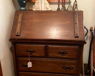 Traditional drop front secretary desk with great storage.