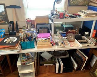 Great art supplies, brushes, storage containers and organizers.