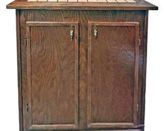 All Wood Tile Top Cabinet on Wheels