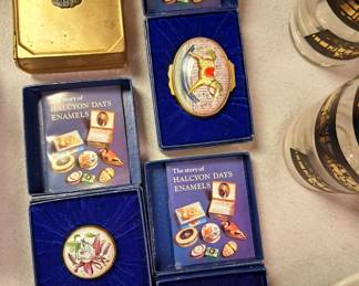"Halcyon Days" English enamel Tiffany and Co. trinket boxes