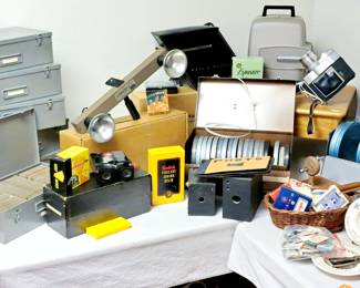 Vintage cameras and film items