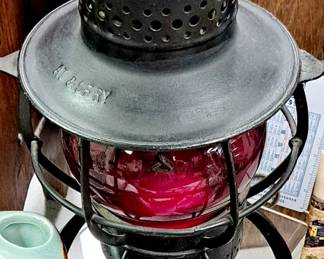 "A T & S F R Y" lantern