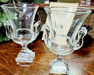 7" Steuben signed vases