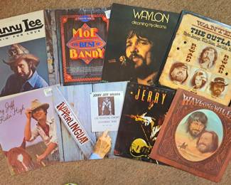 Large selection of albums. Country "Waylon", "Moe Bandy", "Jerry Jeff Walker", "Johnny Lee", "The Outlaws" and "Waylon and Willie"