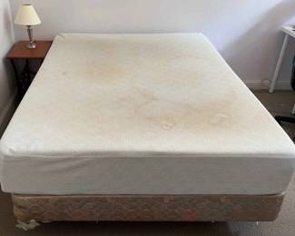 Queen Mattress with Frame and Nighstand with Lamp