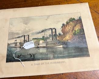 Original Currier & Ives..."A Race on the Mississippi"