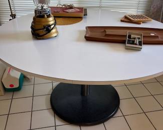 mid-century table/formica top......vintage delux Oster..Corn Wall (mid-century)....Danish Teak platter....Lundtofte Denmark Salt & pepper