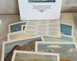 Limited edition prints of Fall Ships by James E Mitchell (Texaco) Historic First Flights of Pan American Clippers and the Linbergh Landfall