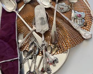 Quality Silverplate serving pieces ...collection of silverplate collector spoons....