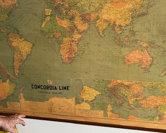 Antique map by George Philip & Son (1958) probably used in a school